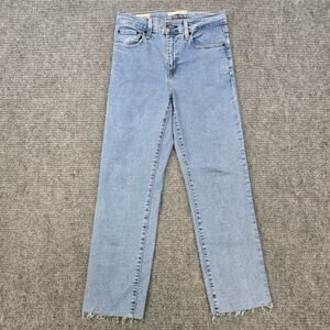 Levis 724 High Rise Straight Womens 29x26 Light Wash Premium Raw Hem